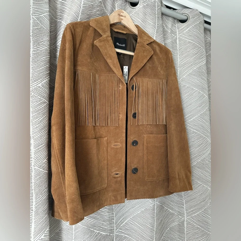 Madewell Fringe Shirt Jacket in Suede New With Tags Small Coastal Cowgirl - Picture 12 of 15